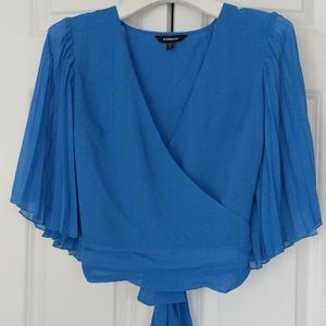 Express Blue Wrap Top